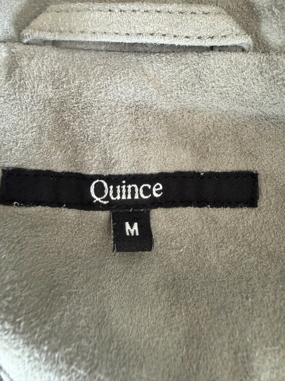 Quince Womens Suede Moto Jacket Sz M Gray 100% Goat Leather Full Zip Biker Edgy - Picture 3 of 8